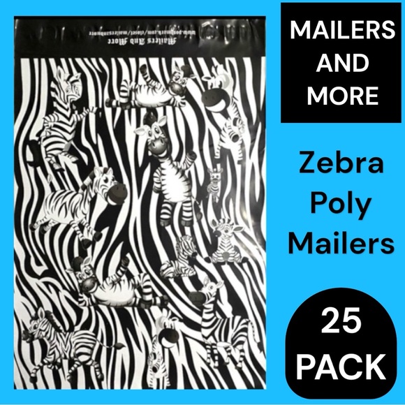 25 10X13 Poly Mailers, Zebra Shipping Envelopes PRICE IS FIRM - Picture 2 of 9
